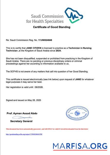 Realistic Saudi Arabia certificate of good standing Word and PDF template